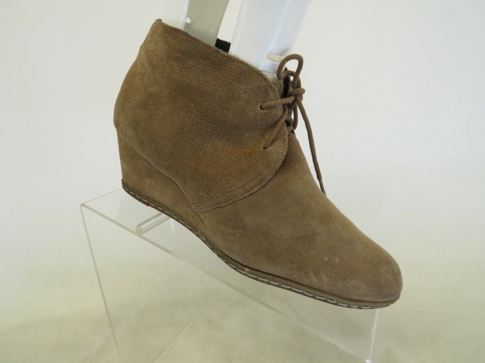 Franco Sarto Womens Brown Suede Wedge Lace Up Ankle Boots Bootie Size 7.5 M